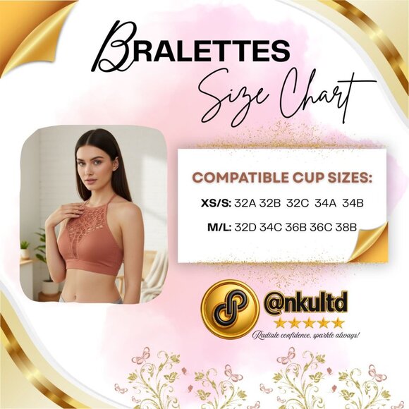 🆕️ Romantic Boho Chic Dusty Pink Floral Strappy Back High Neck Bralette Sz XS/S - Picture 8 of 13